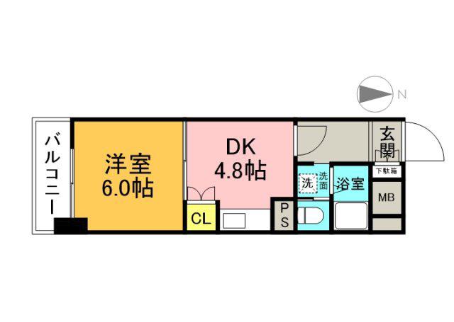 コンフォート宝町(1DK/2階)の間取り写真