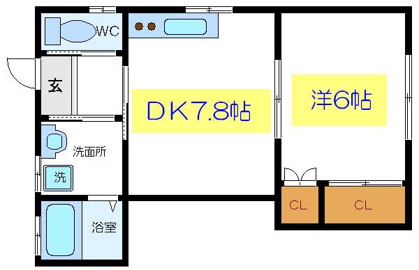 グリーンハウス(1DK/1階)の間取り写真