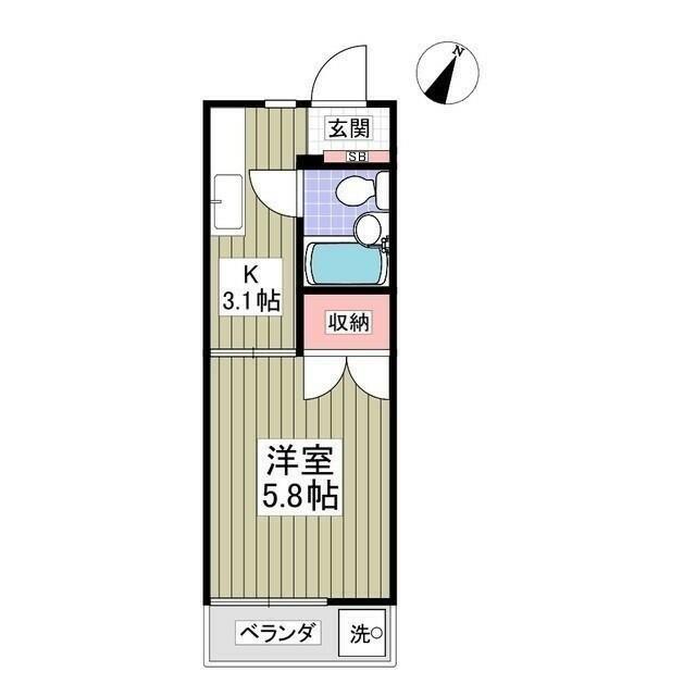 むさしのハイツ(1K/2階)の間取り写真