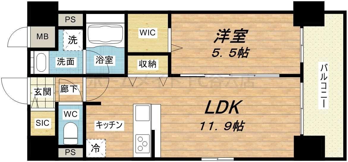 ステラ桜川(1LDK/8階)の間取り写真