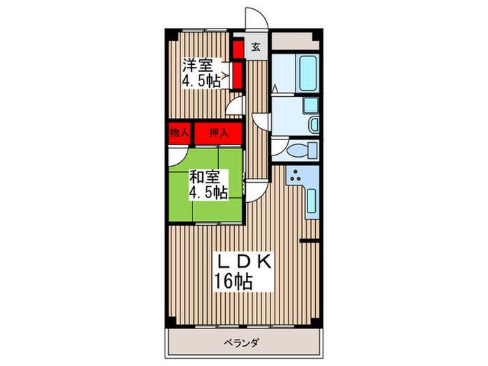 ベルメゾン藤沢(2LDK/1階)の間取り写真