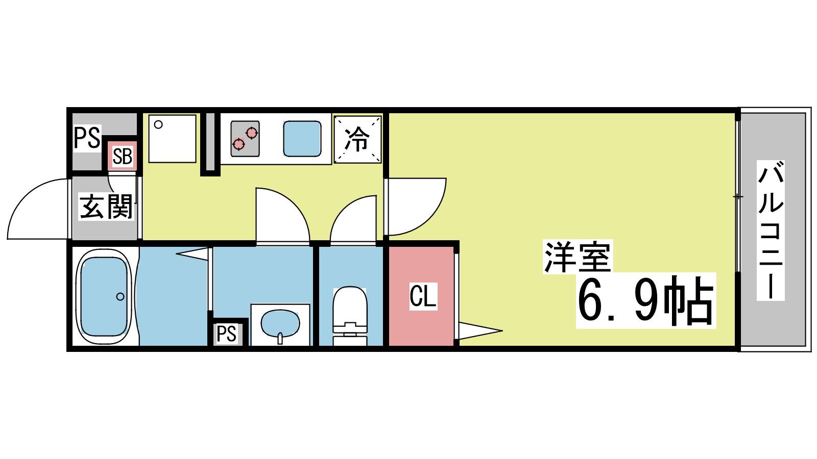 リブリ・FOR DEAREST 灘(1K/2階)の間取り写真