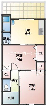 グリーンルーム武庫之荘1号館(2DK/1階)の間取り写真