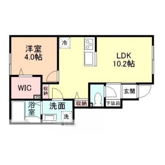 EDGEMOMENT町村(1LDK/1階)の間取り写真