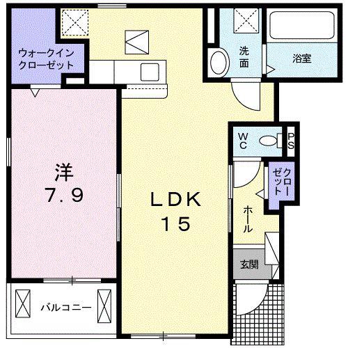 MAISONDEフルール(1LDK/1階)の間取り写真