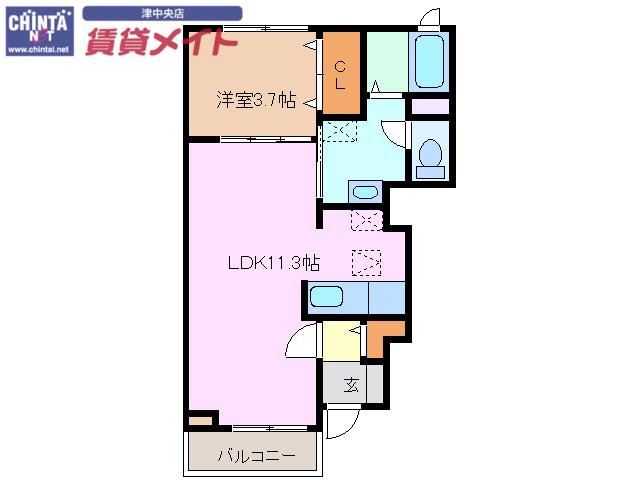 Y・Y LILY A(1LDK/1階)の間取り写真