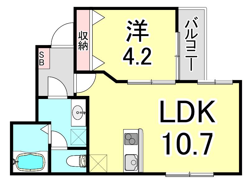 NET-K大倉山(1LDK/1階)の間取り写真