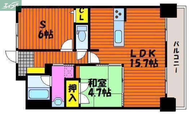 アルファステイツ岡山駅西(1SLDK/10階)の間取り写真