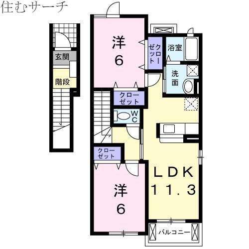 サン・ホーム誠和VII(2LDK/2階)の間取り写真