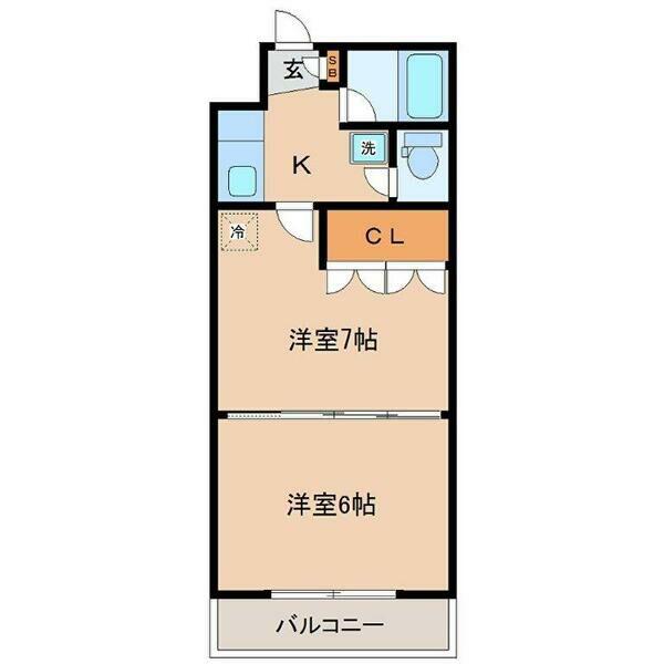 イーグルハイツ萩野町(2K/5階)の間取り写真