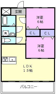 ロイヤル・ふじ(2LDK/3階)の間取り写真