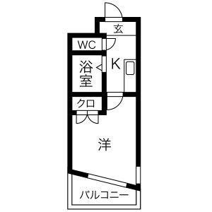 薬師ビル(1K/3階)の間取り写真