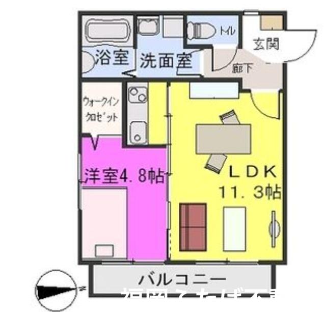 ステラ箱崎611(1LDK/1階)の間取り写真