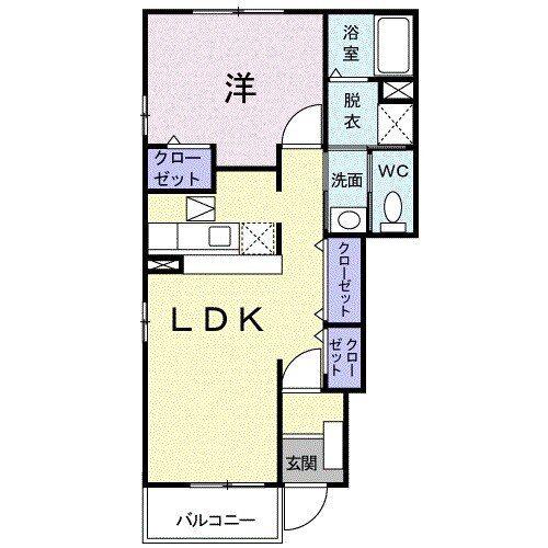 カサデルソル(1LDK/1階)の間取り写真