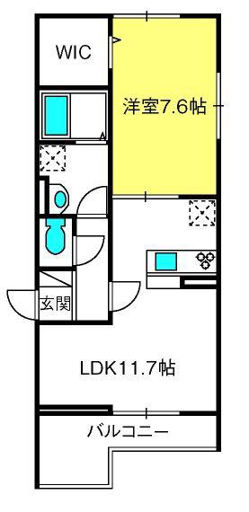 エスペランサ・ルミエール エスペランサ(1LDK/2階)の間取り写真