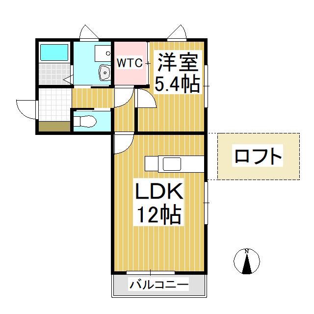 メセナヒルズ(1LDK/2階)の間取り写真