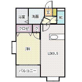 ヴァンヴェール(1LDK/1階)の間取り写真