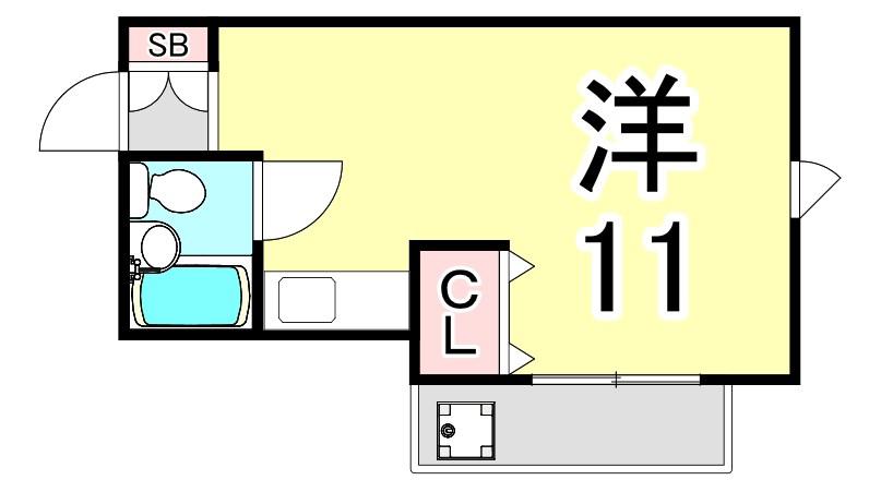 アイビーコートI(ワンルーム/2階)の間取り写真