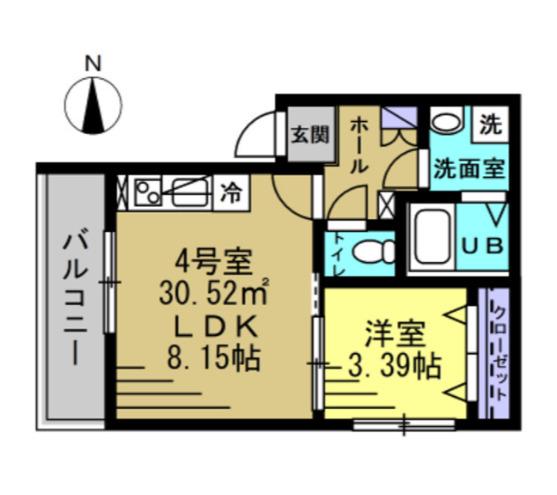 YK南流山(1LDK/3階)の間取り写真