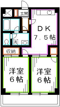 カサデ宮前(2DK/2階)の間取り写真