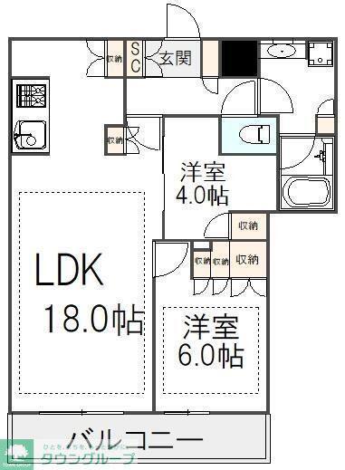 パークシティ中野ザタワー エアーズ(2LDK/14階)の間取り写真