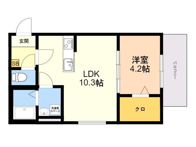 CRECIA前原駅前(1LDK/1階)の間取り写真