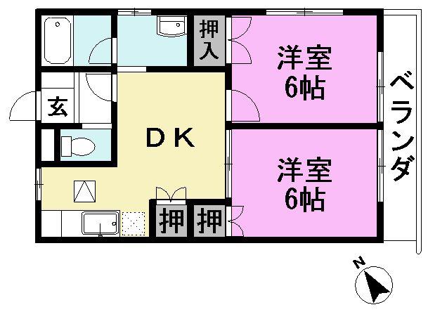 メゾンシャルム(2DK/1階)の間取り写真