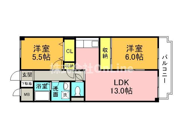 セピア辻井横小路(2LDK/1階)の間取り写真