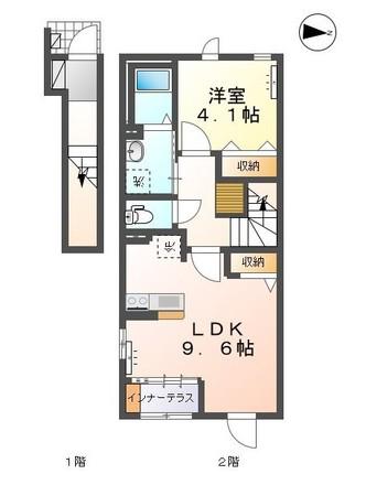 リラハイツ宮町(1LDK/2階)の間取り写真