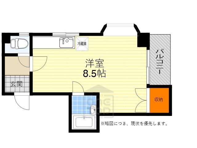 AIROSE豊中(1K/1階)の間取り写真