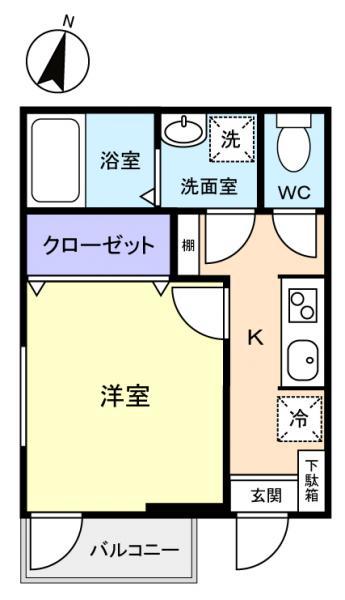 FRANCES八千代台(1K/1階)の間取り写真