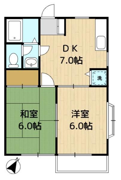 サニーヒル(2DK/2階)の間取り写真