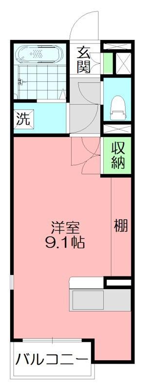 ミランダラウレア湘南(ワンルーム/2階)の間取り写真