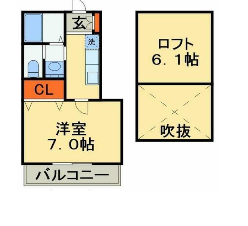 クリーク幕張(1K/2階)の間取り写真