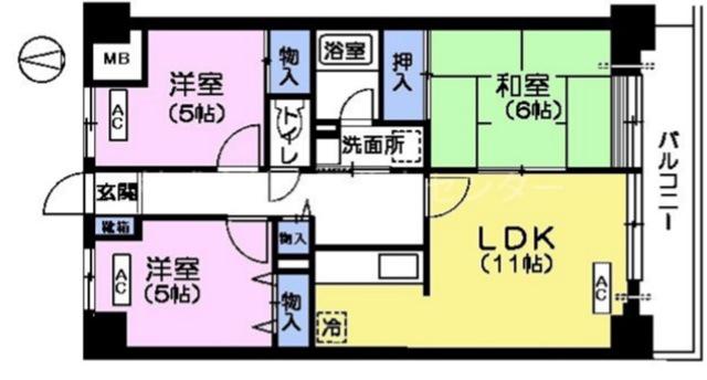 パレ・デ・フォーレ(3LDK/5階)の間取り写真