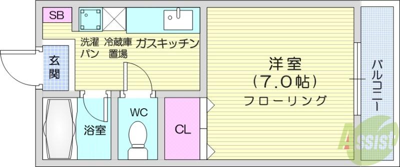 アーミィ燕沢(1K/2階)の間取り写真