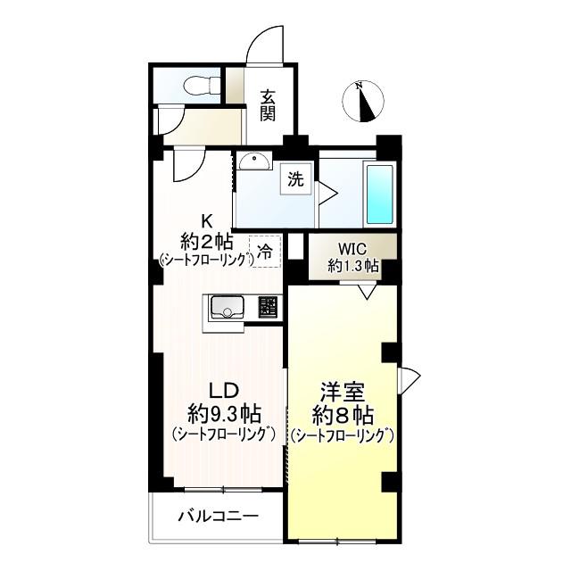 シェルクレール 松庵(1LDK/1階)の間取り写真