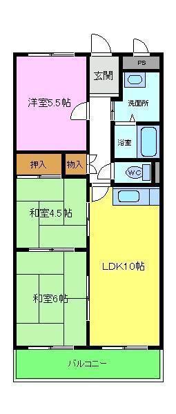 エバーグリーン泉ヶ丘1号館(3LDK/4階)の間取り写真