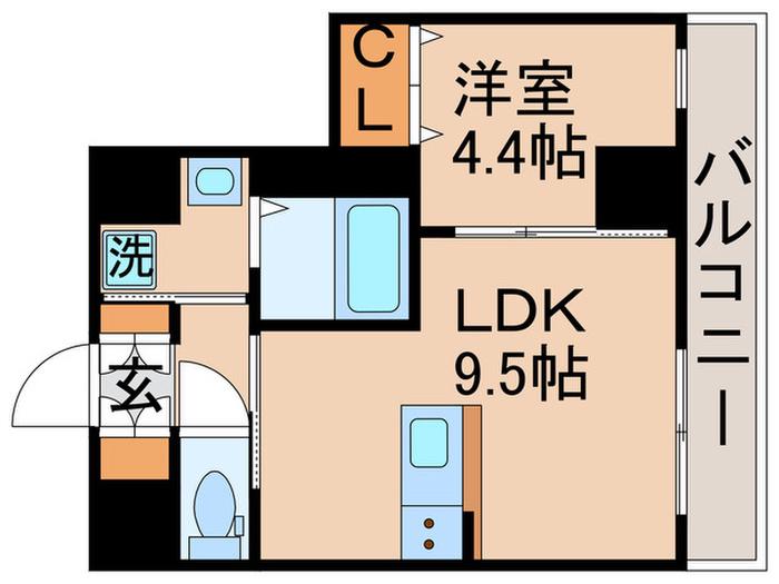フリーダムファン(1LDK/1階)の間取り写真