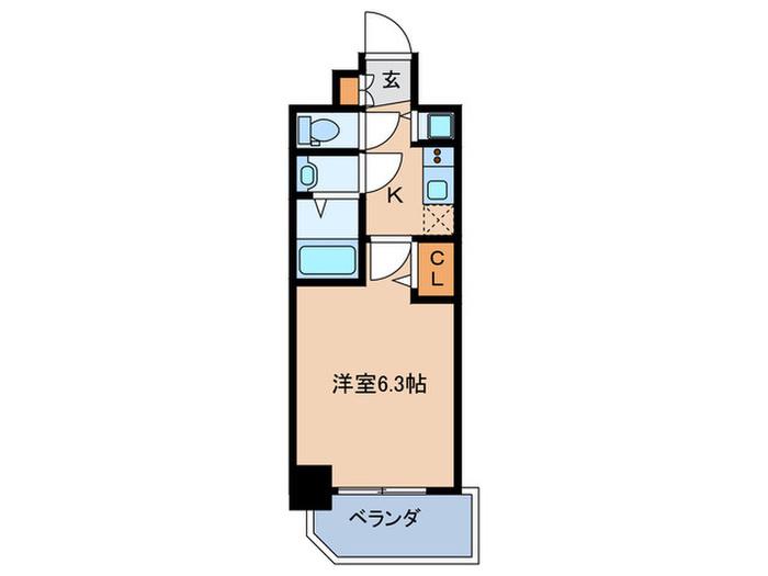 プレサンス扇町駅前(1K/9階)の間取り写真