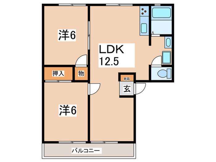 サンライフ本町田(2LDK/2階)の間取り写真