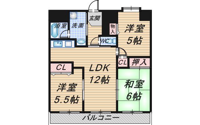 グリーンヒルズ西泉丘(3LDK/2階)の間取り写真