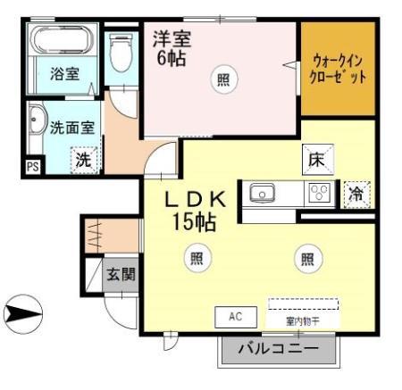 ウエストゥランタン A棟(1LDK/1階)の間取り写真