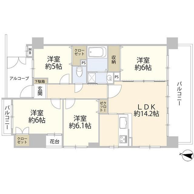 宝マンションサザンスクエア(4LDK/2階)の間取り写真