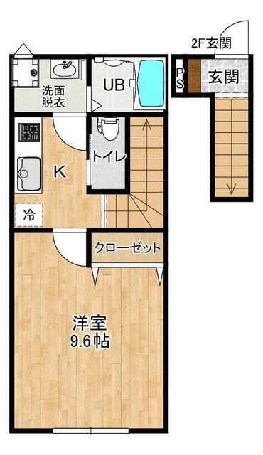 RAINBOW MIRAI B棟(1K/2階)の間取り写真