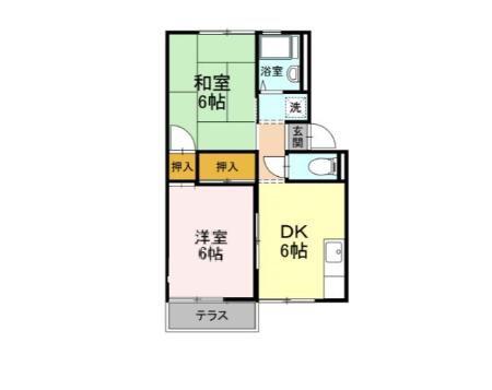 レザンシャトー(2DK/1階)の間取り写真