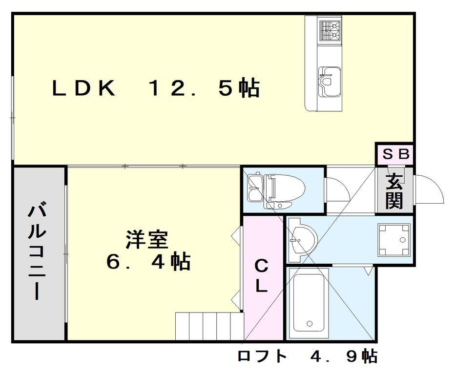 LUNA COURT(1LK/2階)の間取り写真