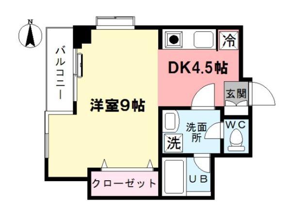 カーサアルタニカ(1DK/3階)の間取り写真