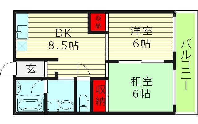 S&Kパルデンス(2LDK/2階)の間取り写真