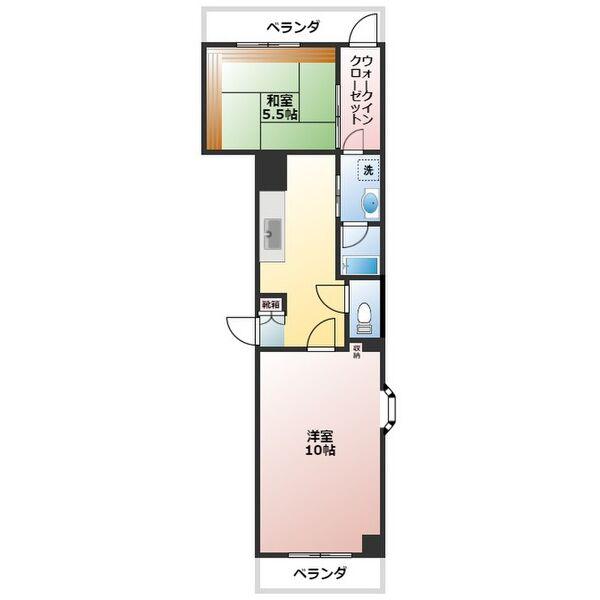 メゾンルヴール(2DK/1階)の間取り写真